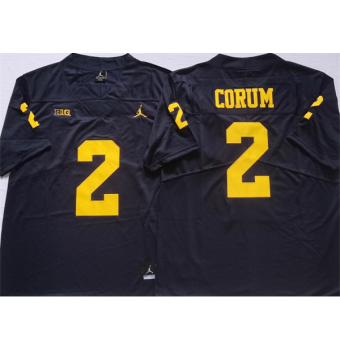 Men's Michigan Wolverines #2 CORUM Blue Stitched Jersey