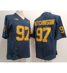 Men's Michigan Wolverines #97 Aidan Hutchinson Navy 2023 F U S E Stitched NCAA Jersey