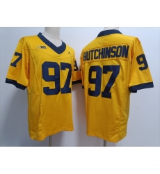 Men's Michigan Wolverines #97 Aidan Hutchinson Yellow 2023 F U S E Stitched NCAA Jersey