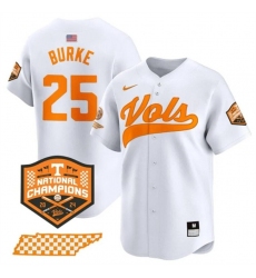 Men's Tennessee Volunteers #25 Blake Burke White 2024 Champions Vapor Limited Stitched Jersey