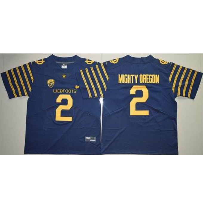 Oregon Ducks #2 Mighty Oregon Navy Blue Webfoots 100th Rose Bowl Game Elite Stitched NCAA Jersey