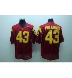 Trojans #43 Troy Polamalu Red Embroidered NCAA Jersey