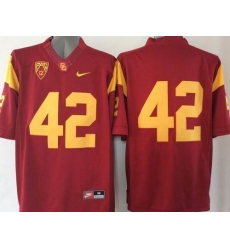 USC Trojans #42 Ronnie Lott Red PAC-12 C Patch Stitched NCAA Jersey