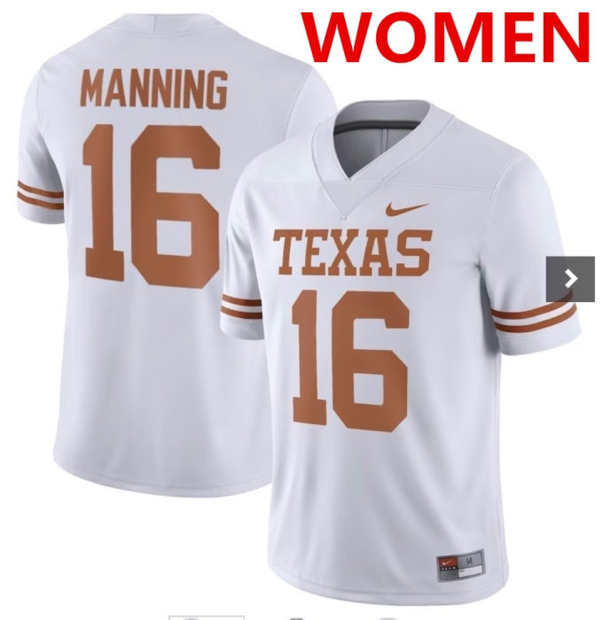 Women's Texas Longhorns #16 Arch Manning White Stitched Jersey