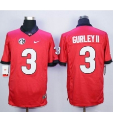 Georgia Bulldogs #3 Todd Gurley Red SEC Patch Stitched NCAA Jersey