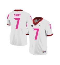 Georgia Bulldogs 7 D'Andre Swift White 2018 Breast Cancer Awareness College Football Jersey