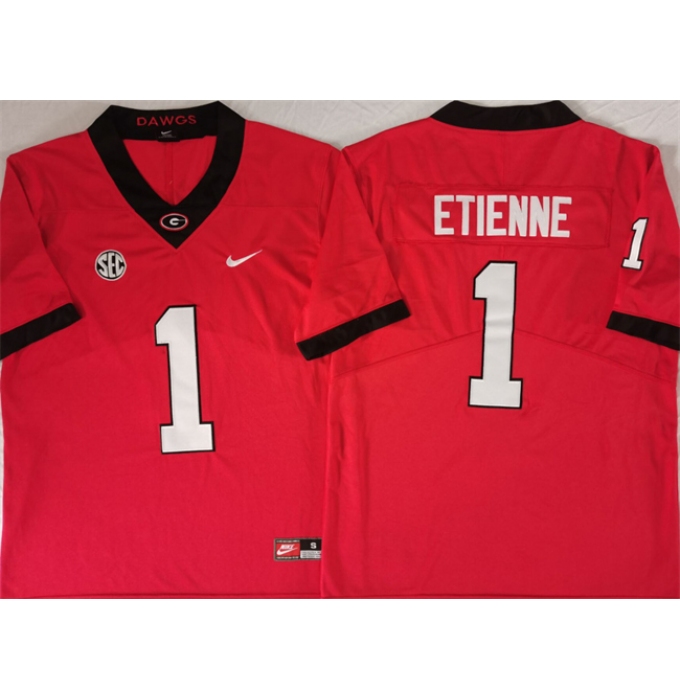 Men's Georgia Bulldogs #1 Trevor Etienne Red Stitched Jersey