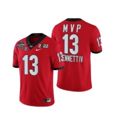 Mens Georgia Bulldogs #13 Stetson Bennett IV Red 2021-22 National Champions College Football Game MVP Jersey