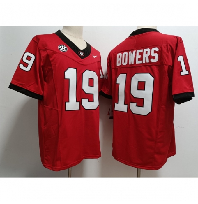 Men's Georgia Bulldogs #19 Brock Bowers Red 2023 F U S E Stitched College Football Jerseys