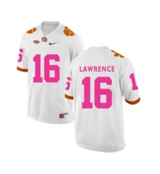 Clemson Tigers 16 Trevor Lawrence White 2018 Breast Cancer Awareness College Football Jersey