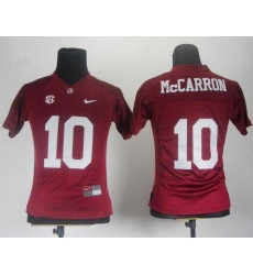 Women Alabama Crimson Tide 10 AJ McCarron Red College Football NCAA Jerseys