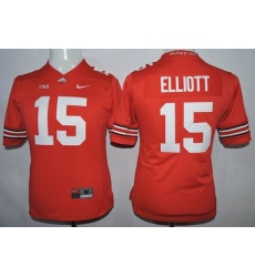 Women Buckeyes #15 Ezekiel Elliott Red Stitched NCAA Jersey