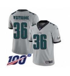 Men's Philadelphia Eagles #36 Brian Westbrook Limited Silver Inverted Legend 100th Season Football Jersey