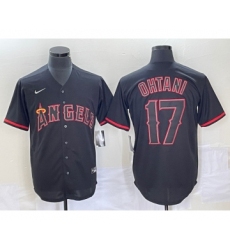 Men's Los Angeles Angels #17 Shohei Ohtani Lights Out Black Fashion Cool base Nike Jersey