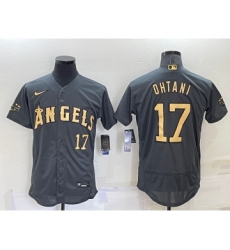 Men's Los Angeles Angels #17 Shohei Ohtani Number Grey 2022 All Star Stitched Flex Base Nike Jersey