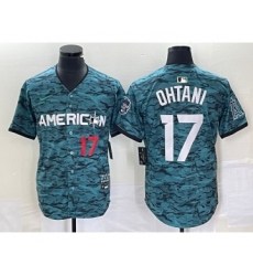 Men's Nike Los Angeles Angels #17 Shohei Ohtani Number Teal 2023 All Star Cool Base Stitched Jersey1