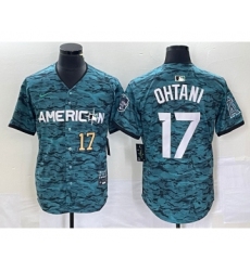 Men's Nike Los Angeles Angels #17 Shohei Ohtani Number Teal 2023 All Star Cool Base Stitched Jersey