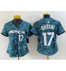 Women's Nike Los Angeles Angels #17 Shohei Ohtani Number Teal 2023 All Star Cool Base Stitched Jersey