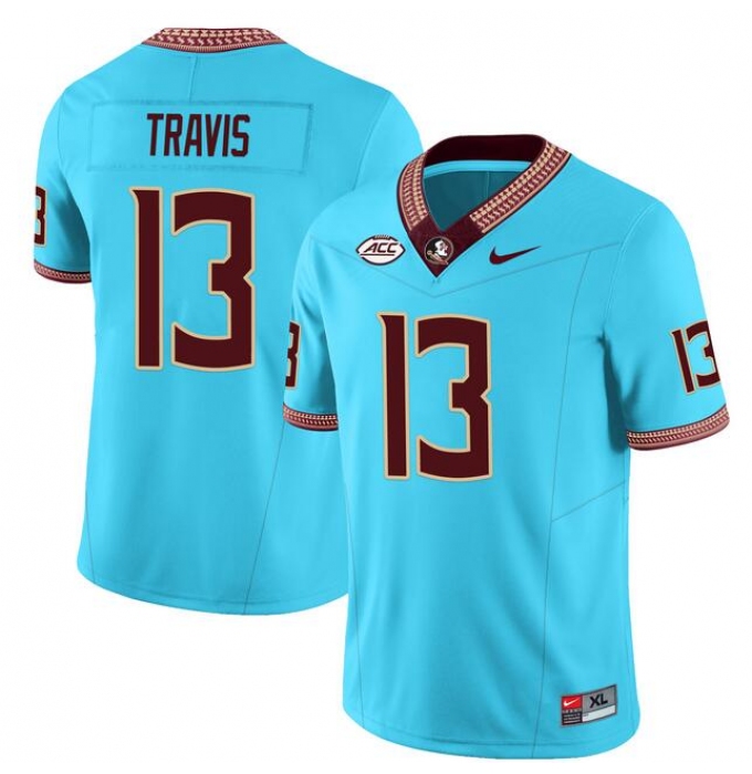 Men's Florida State Seminoles #13 Jordan Travis Teal Stitched Jersey