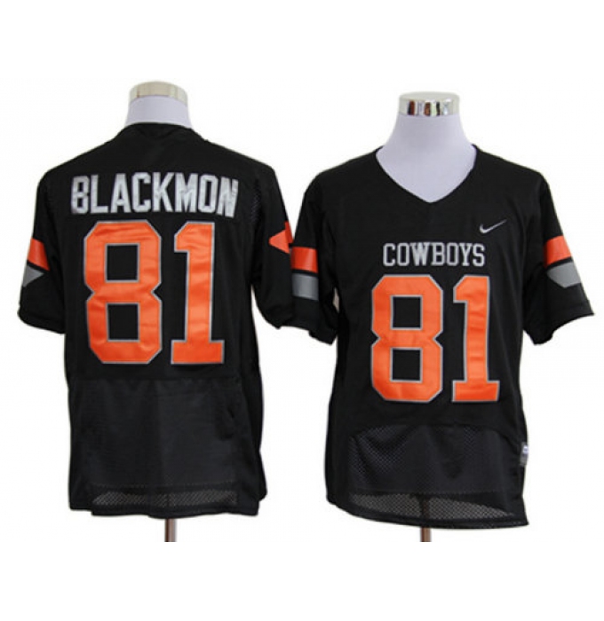 Nike Oklahoma State Cowboys Justin Blackmon 81 Black Pro Combat College Football Jerseys