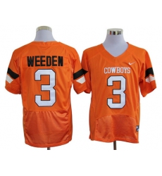 Oklahoma State Cowboys 3# Brandon Weeden Orange Pro Combat College Football NCAA Jerseys