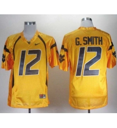 NCAA West Virginia Mountaineers Geno Smith 12 Gold College Football Jerseys