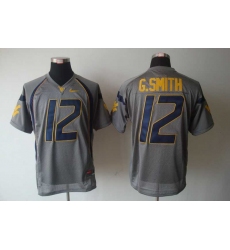 NCAA West Virginia Mountaineers Geno Smith 12 Grey College Football Jersey