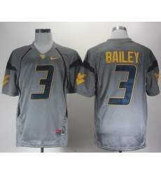 NEW West Virginia Mountaineers Stedman Bailey 3 Grey College Football Jerseys