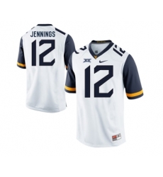 West Virginia Mountaineers 12 Gary Jennings White College Football Jersey