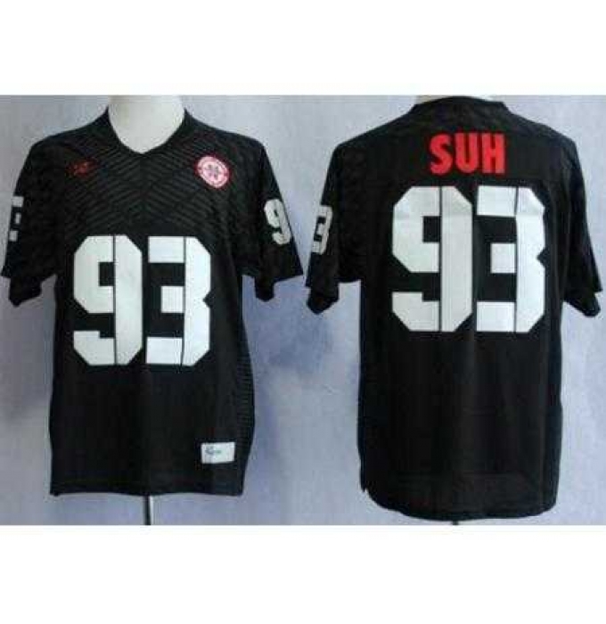 Nebraska Cornhuskers 93 Ndamukong Suh Black College Football NCAA Jerseys