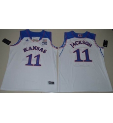 Kansas Jayhawks #11 Josh Jackson White Basketball Authentic Stitched NCAA Jersey