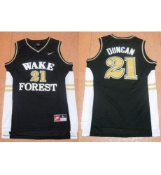 Wake Forest Demon Deacons #21 Tim Duncan Black Basketball Stitched NCAA Jersey