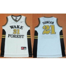 Wake Forest Demon Deacons #21 Tim Duncan White Basketball Stitched NCAA Jersey