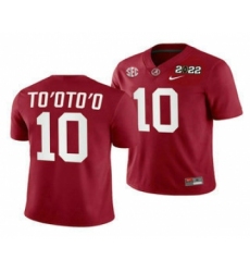 Men's Alabama Crimson Tide #10 Henry TooToo 2022 Patch Red College Football Stitched Jersey