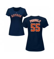 Baseball Women's Houston Astros #55 Ryan Pressly Navy Blue Name & Number T-Shirt