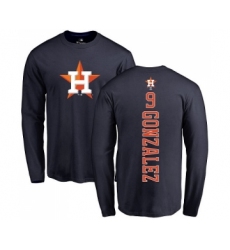 MLB Nike Houston Astros #9 Marwin Gonzalez Navy Blue Backer Long Sleeve T-Shirt