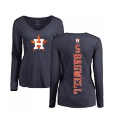 MLB Women's Nike Houston Astros #5 Jeff Bagwell Navy Blue Backer Long Sleeve T-Shirt