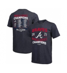 Men's Atlanta Braves 2021 Threads Navy World Series Champions Dream Team Roster Tri-Blend T-Shirt