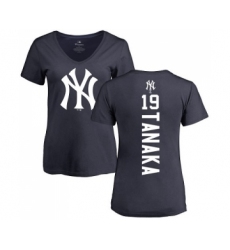 MLB Women's Nike New York Yankees #19 Masahiro Tanaka Navy Blue Backer T-Shirt