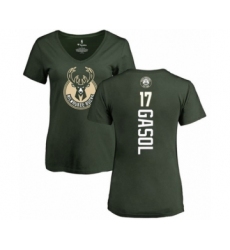 Basketball Women's Milwaukee Bucks #17 Pau Gasol Green Backer T-Shirt