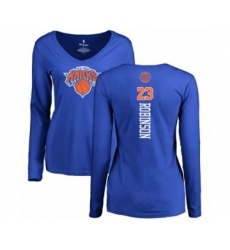 Basketball Women's New York Knicks #23 Mitchell Robinson Royal Blue Backer Long Sleeve T-Shirt