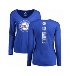 Basketball Women's Philadelphia 76ers #12 Tobias Harris Royal Blue Backer Long Sleeve T-Shirt