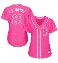 Women's Majestic Boston Red Sox #28 J. D. Martinez Authentic Pink Fashion MLB Jersey