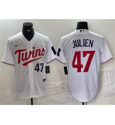 Men's Minnesota Twins #47 Edouard Julien White Cool Base Stitched Jersey