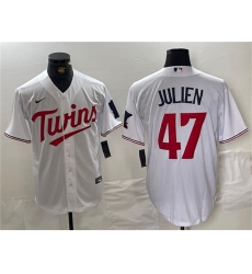 Men's Minnesota Twins #47 Edouard Julien White Cool Base Stitched Jerseys