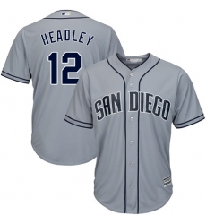 Men's Majestic San Diego Padres #12 Chase Headley Replica Grey Road Cool Base MLB Jersey