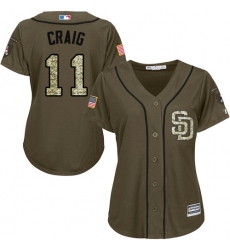 Women's Majestic San Diego Padres #11 Allen Craig Authentic Green Salute to Service Cool Base MLB Jersey