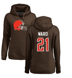 NFL Nike Cleveland Browns #21 Denzel Ward Brown Name & Number Logo Pullover Hoodie