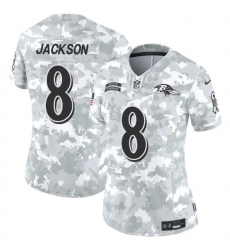 Women's Baltimore Ravens #8 Lamar Jackson 2024 F.U.S.E Arctic Camo Salute To Service Limited Stitched Football Jersey(Run Small)