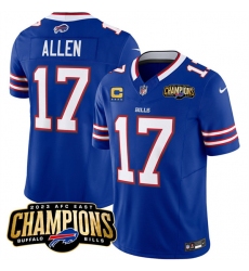 Men's Buffalo Bills #17 Josh Allen Blue 2023 F.U.S.E. AFC East Champions With 4-star C Football Stitched Jersey